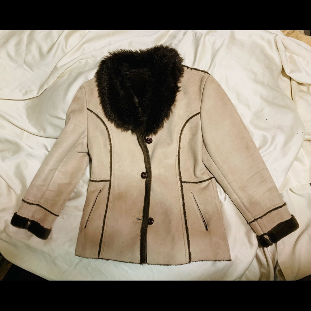 Leather faux winter jacket